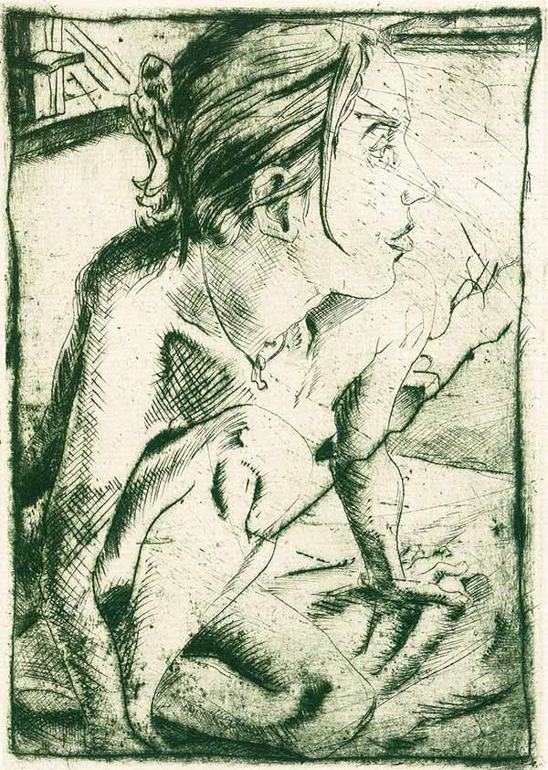 Diego Bianconi: Maria, Kaltnadelradierung. Bildnachweis: Diego Bianconi