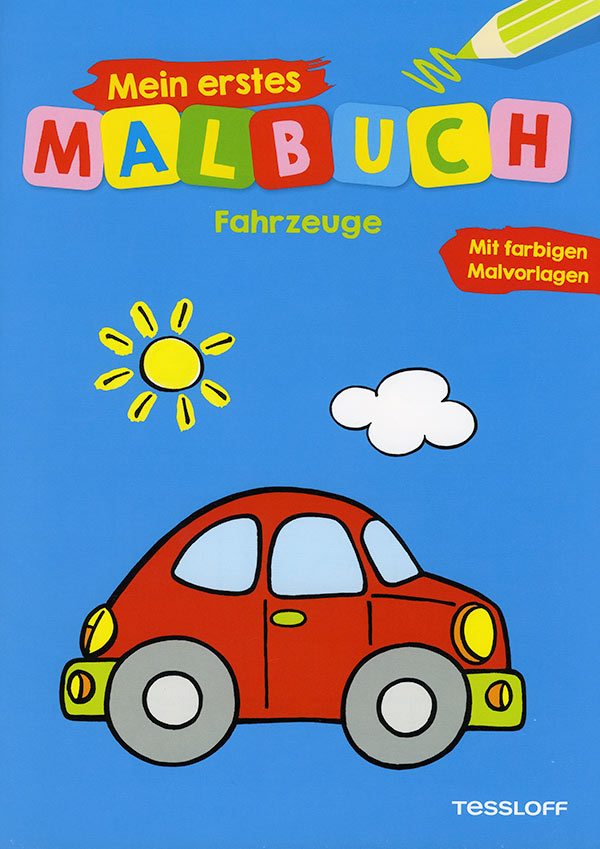 Titel des Malbuchs "Fahrzeuge".
